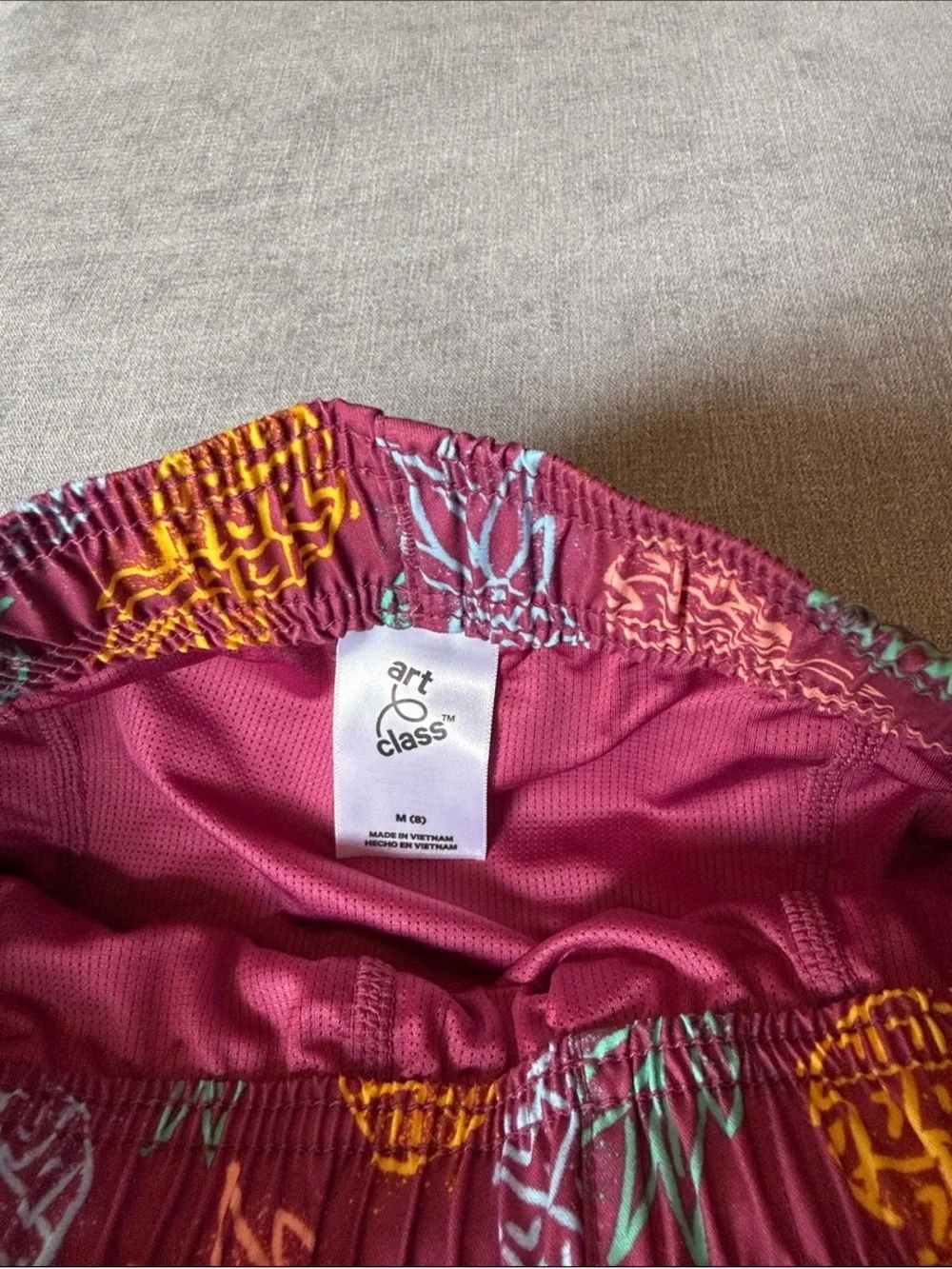 Art Class Pineapple Print Boys Maroon Swim Trunks